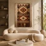 Ivory & Terracotta Native Pattern Ethnic Wall Art Canvas Print - Image 9