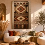 Ivory & Terracotta Native Pattern Ethnic Wall Art Canvas Print - Image 11