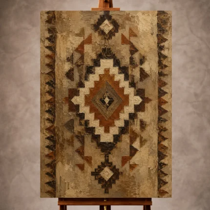 Earthy umber and espresso Native Pattern Wall Art print for elegant interiors. No text or watermarks in design.