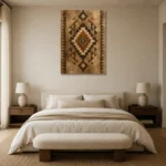 Umber & Espresso Native Pattern Ethnic Wall Art Canvas Print showcased in an elegant minimalist interior