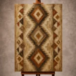 Rust and sienna Native Pattern Wall Art print for elegant interiors. No text or watermarks in design.