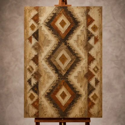 Rust and sienna Native Pattern Wall Art print for elegant interiors. No text or watermarks in design.