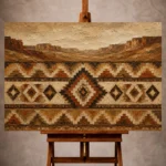 Earthy umber and clay Native Pattern Wall Art print for elegant interiors. No text or watermarks in design.