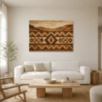 Umber & Clay Native Pattern Ethnic Wall Art Canvas Print styled in a refined neutral interior