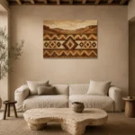 Umber & Clay Native Pattern Ethnic Wall Art Canvas Print presented in a sophisticated home setting
