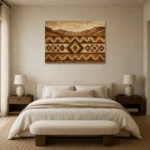 Umber & Clay Native Pattern Ethnic Wall Art Canvas Print showcased in an elegant minimalist interior