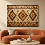 Rust & Ochre Native Pattern Ethnic Wall Art Canvas Print - Image 3
