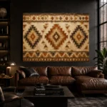 Rust & Ochre Native Pattern Ethnic Wall Art Canvas Print - Image 4