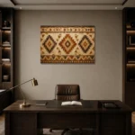 Rust & Ochre Native Pattern Ethnic Wall Art Canvas Print displayed in a contemporary gallery-inspired room