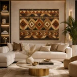 Umber & Charcoal Native Pattern Ethnic Wall Art Canvas Print - Image 10