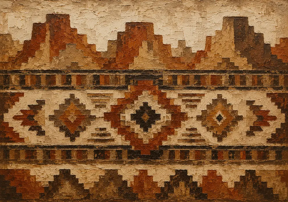 Rust & Sandstone Native Pattern Ethnic Wall Art Canvas Print