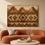 Rust & Sandstone Native Pattern Ethnic Wall Art Canvas Print - Image 3