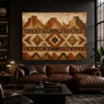Rust & Sandstone Native Pattern Ethnic Wall Art Canvas Print - Image 4