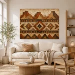 Rust & Sandstone Native Pattern Ethnic Wall Art Canvas Print - Image 8