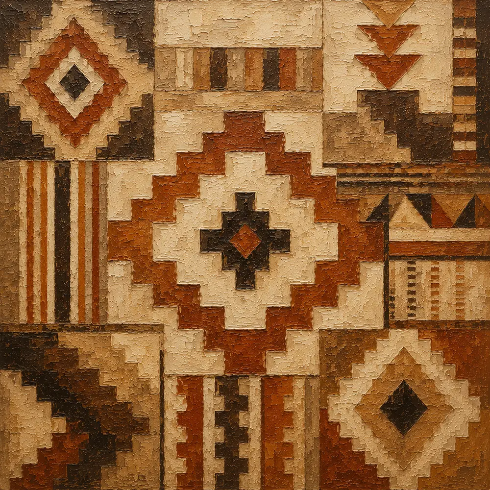 Umber & Rust Native Pattern Ethnic Wall Art Canvas Print