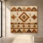 Ivory and terracotta Native Pattern Wall Art print for elegant interiors. No text or watermarks in design.