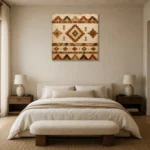 Ivory & Terracotta Native Pattern Ethnic Wall Art Canvas Print showcased in an elegant minimalist interior