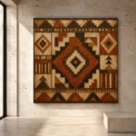 Rust and espresso Native Pattern Wall Art print for elegant interiors. No text or watermarks in design.