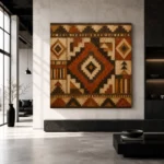 Rust & Espresso Native Pattern Ethnic Wall Art Canvas Print - Image 3