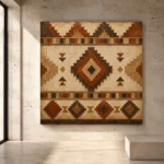Umber and sandstone Native Pattern Wall Art print for elegant interiors. No text or watermarks in design.