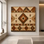 Umber & Sandstone Native Pattern Ethnic Wall Art Canvas Print - Image 4