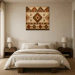 Umber & Sandstone Native Pattern Ethnic Wall Art Canvas Print showcased in an elegant minimalist interior