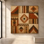 Rust, ivory, and parchment Native Pattern Wall Art print for elegant interiors. No text or watermarks in design.