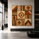 Rust & Parchment Native Pattern Ethnic Wall Art Canvas Print - Image 3