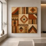 Rust & Parchment Native Pattern Ethnic Wall Art Canvas Print - Image 4