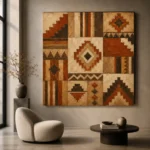 Rust & Parchment Native Pattern Ethnic Wall Art Canvas Print - Image 5