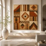 Rust & Parchment Native Pattern Ethnic Wall Art Canvas Print - Image 8
