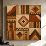 Rust & Parchment Native Pattern Ethnic Wall Art Canvas Print - Image 9