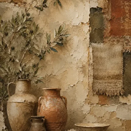Olive & Terracotta Mediterranean Ethnic Wall Art Canvas Print
