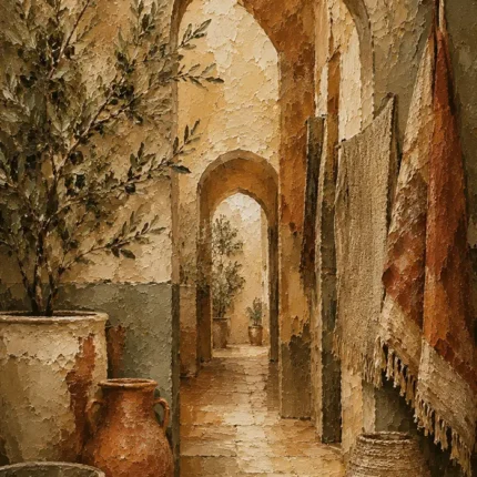 Terracotta & Olive Mediterranean Ethnic Wall Art Canvas Print