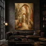 Olive Green & Warm Taupe Mediterranean Ethnic Wall Art Canvas Print - Image 5