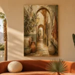 Olive Green & Warm Taupe Mediterranean Ethnic Wall Art Canvas Print - Image 6