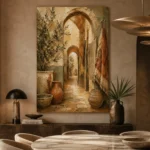 Olive Green & Warm Taupe Mediterranean Ethnic Wall Art Canvas Print - Image 7