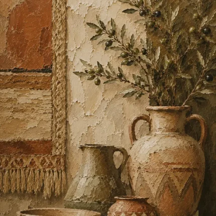 Olive & Faded Clay Mediterranean Ethnic Wall Art Canvas Print