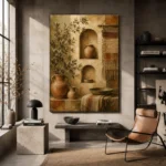 Terracotta & Muted Bronze Mediterranean Ethnic Wall Art Canvas Print - Image 3