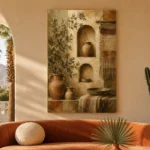Terracotta & Muted Bronze Mediterranean Ethnic Wall Art Canvas Print - Image 6