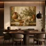 Olive Green & Sunlit Taupe Mediterranean Ethnic Wall Art Canvas Print - Image 5