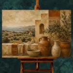 Olive & Dusty Cream Villa Mediterranean Ethnic Wall Art Canvas Print - Image 2