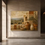 Olive & Dusty Cream Villa Mediterranean Ethnic Wall Art Canvas Print - Image 6