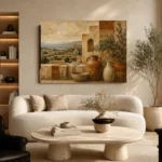 Olive & Dusty Cream Villa Mediterranean Ethnic Wall Art Canvas Print - Image 7