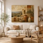 Olive & Dusty Cream Villa Mediterranean Ethnic Wall Art Canvas Print - Image 8