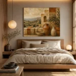 Olive & Dusty Cream Villa Mediterranean Ethnic Wall Art Canvas Print - Image 9