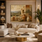 Olive & Dusty Cream Villa Mediterranean Ethnic Wall Art Canvas Print - Image 10