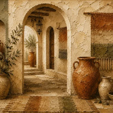 Sand & Muted Bronze Mediterranean Ethnic Wall Art Canvas Print