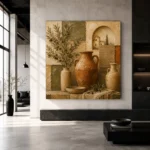 Olive & Terracotta Mosaic Mediterranean Ethnic Wall Art Canvas Print - Image 3
