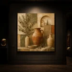 Olive & Terracotta Mosaic Mediterranean Ethnic Wall Art Canvas Print - Image 7